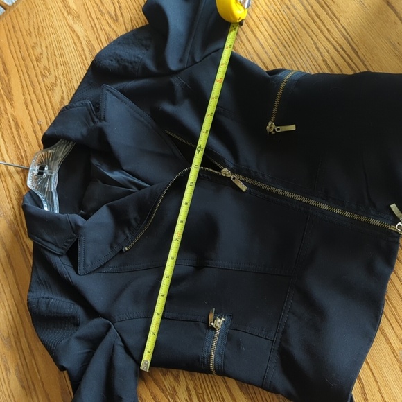 Kenar Black and Gold Embellished Asymmetrical Moto Jacket Size Women's 6 - Picture 7 of 8